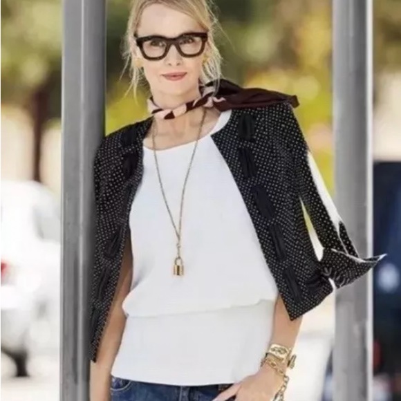 Cabi Seaside Chic Blazer Polka Dot Jacket Black White Size 4 - Picture 1 of 8